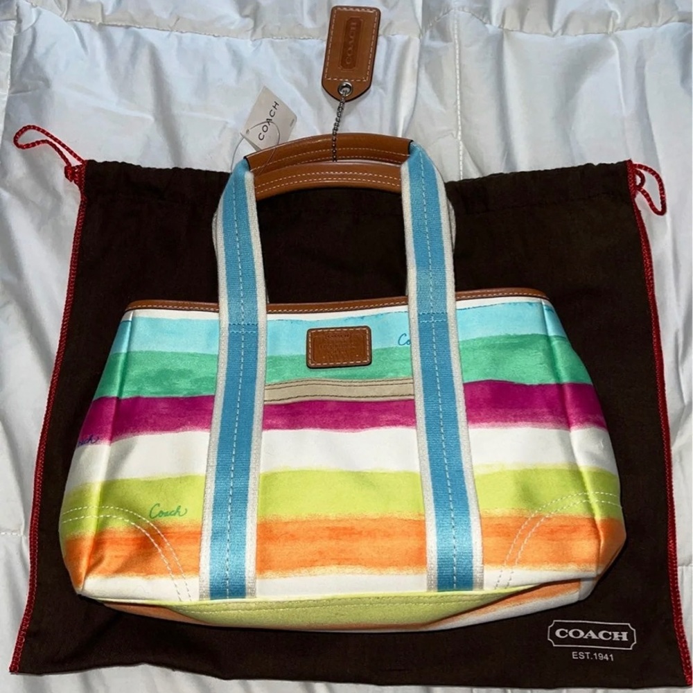 Coach striped multi colored handbag